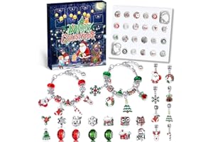 WEVOL Kalendarz adwentowy 2024 dla dziewczynek, kalendarz świąteczny bransoletka biżuteria dziewczęca uroki, zestaw do tworzenia biżuterii, prezenty na Boże Narodzenie, 5 6, 7, 8, 9, 10, 11, 12