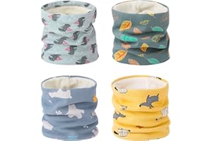 patinadrift 4 Stück Loop Schal Kinder, Baumwolle Schlauchschals für Jungen Mädchen, Schlauchschal Nackenwärmer Winddicht Halstücher für Winter Frühling, Herbst