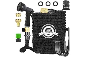 AIGUMI Flexible Hose Pipe,100FT Expandable Hose Pipe Expanding Garden Hose with 8-Function nozzles/Brass Connector/Storage Bag/Hose Set, Garden Hose for Garden, Home, Car Cleaning