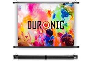 Duronic BPS50 4/3 Ecran de Projection TV et Home Cinema de 50 Pouces 127 cm 100 x 76 cm Fixation par Crochets Barres lestées Toile pour vidéoprojecteur Gain +1 idéal pour 3D 8K 4K 1080P