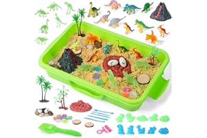 sikmcle Wonder Zauber-Sand Fantasie-Spaß,Magischer Kindersand mit Sandknete, Leucht-Dinosauriern, Sensorik-Behälter,Zubehör. Montessori-Spielzeug ab 3 Jahren für Indoor-Sandkasten oder unterwegs