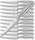MAGNANI Coltelli da Bistecca 6 Pezzi, Set Coltelli da Tavola Professionali in Acciaio Inox, Coltelli Carne con Lama Seghettata, Spessore lama di taglio 1,5 mm