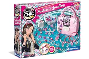 Clementoni Crazy Chic - Fashion & Jewellery Workshop, Kit Creazione Gioielli e Braccialetti Bambine 7+ Anni, Set Fai da Te per Creazioni Uniche e Personalizzate, Regalo Originale Made in Italy, 18598