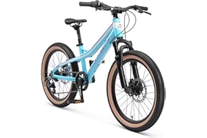 BIKESTAR Bicicleta de montaña de Aluminio Bicicleta Juvenil 20 Pulgadas de 6 a 9 años | Cambio Shimano de 7 velocidades, Freno de Disco, Horquilla de suspensión | niños Bicicleta