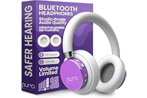 Puro Sound Labs BT2200 Plus Kids Bluetooth Headphones – Volume-Limiting 85dB, Studio-Grade Audio, Over-Ear & Comfy Design, 20-Hour Battery Life, Easy to Connect Wireless Headphones for Kids, Purple