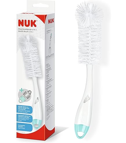 NUK Spazzola Per Biberon Twist - Testina Flessibile, Con Pulitore Tettarella, Colori Assortiti - Foto 3