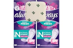 GENERIC Dailies Panty Liners Normal 40x Scent Pantyliners | Go Fresh 3 in 1 | Singles Individually Wrapped | Odour Neutralising | Comfort | Pack of 2X 20 | Including Oerich Sanitary Napkin Storage Bag