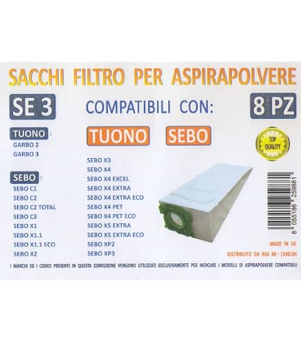 8 Sacchetti Aspirapolvere Per Termozeta Sweeper 303004 E RW16 - Non Originali Ma Compatibili