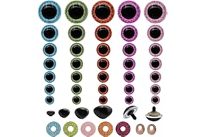 Scettar Yeux De Securite Amigurumi,Lot De 210 Yeux De Sécurité 3d Pailletés Pour Amigurumi Avec Rondelles,10 À 30 Mm,Yeux De Sécurité Crochet,Pour Le Crochet,Les Poupées En Peluche, L'artisanat