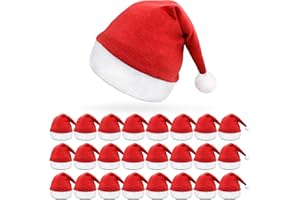TIKTALK Weihnachtsmützen 12PCS/24PCS Set, Nikolausmütze Erwachsene Rot Weiß Santa Hut, Weihnachtsmann Kostüm Partyzubehör Festliche Weihnachtsfeier