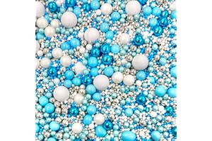 OH SO GLITTER Blue White Metallic Silver Sprinkles birthday cupcake cake toppers pearls balls baby shower boy male baking supplies chocolate balls teal green mint pearls edible RIPTIDE