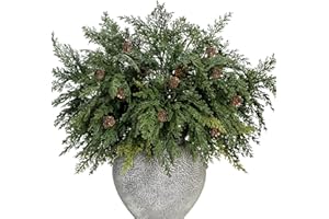 DONFULILY 5Pcs Faux Cedar Stems, 55cm Artificial Christmas Foliage Pine Branches Fake Greenery Picks for Vase Wreath Garland DIY Crafts Holiday Festive Winter Indoor Outdoor Home Decor (With Pine Cones)