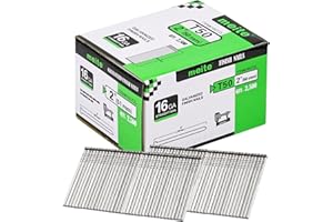 meite T50 16 Gauge Straight Finish Nails 50mm Length Galvanised Brad Nails for Nail Guns - Ideal for Woodworking, Upholstery, and Framing Projects (2,500 Pieces)