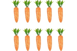 GEBETTER 12 pcs Mini Glitter Easter Foam Carrots Artificial Easter Craft Carrot Decorations Artificial Carrots Easter Carrot Hanging Ornaments for Easter Decorations