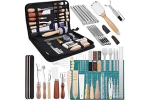 Kuppt Kit Lavorazione Pelle - Utensili e Strumenti per Stampaggio e Cucito Con Punzone per Pelletteria