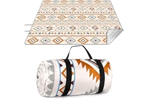 BUOAZR Outdoor Picknickdecke Boho 200x200cm, Tragbare picknickdecke wasserdicht, Waschbar Picknickdecken, Faltbar Strandmatte mit Schultergurt, Strandunterlage ideal für Strand Park, BBQ, Wandern