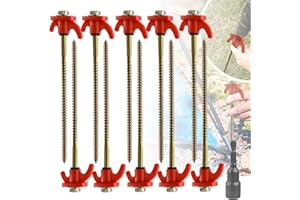 GMMG Piquet Tente, 10 Pièces Sardines Camping, Sardines de Fixation en Acier avec Perceuse pour Tente Tarp Plage Jardin