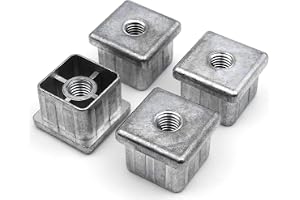 Design61 4 x gängproppar justerbara pluggar fotkåpor plug-in för fyrkantiga rör av gjuten zink 30 x 30 mm med M10 inre gänga