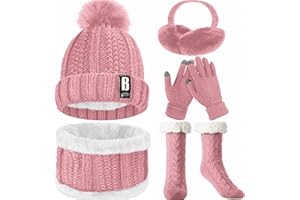 WEASIC Hat and Scarf Set for Women Hat Scarf and Gloves Set Ladies Women's Cold Weather Sets Womens Hat Scarf and Gloves Set Ear Muffs Slippers Women Christmas Gifts for Women