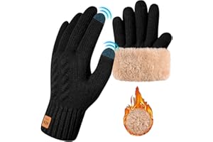 Voqeen Guantes Invierno Termicos de Lana para Hombre y Mujer Guantes Tactiles Movil para Frio Guantes Calefactables con Forro Polar Moto Ciclismo Esqui Conducir Aire Libre Regalos Originales