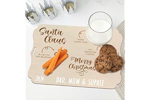 nagu® Santa Cookie Plate. Personalized Santa Cookie Tray. Cookies for Santa Plate Set, Santa Plate for Milk and Cookies, 11.8 x 8.7 Inches Santa Milk and Cookies Plate Set