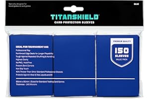 TitanShield TitanShield (150 fundas, azul) compatible con juegos de mesa de tamaño estándar, MTG Magic The Gathering, Pokemon, Lorcana, y fundas protectoras de cartas coleccionables de 2.5 x 3.5