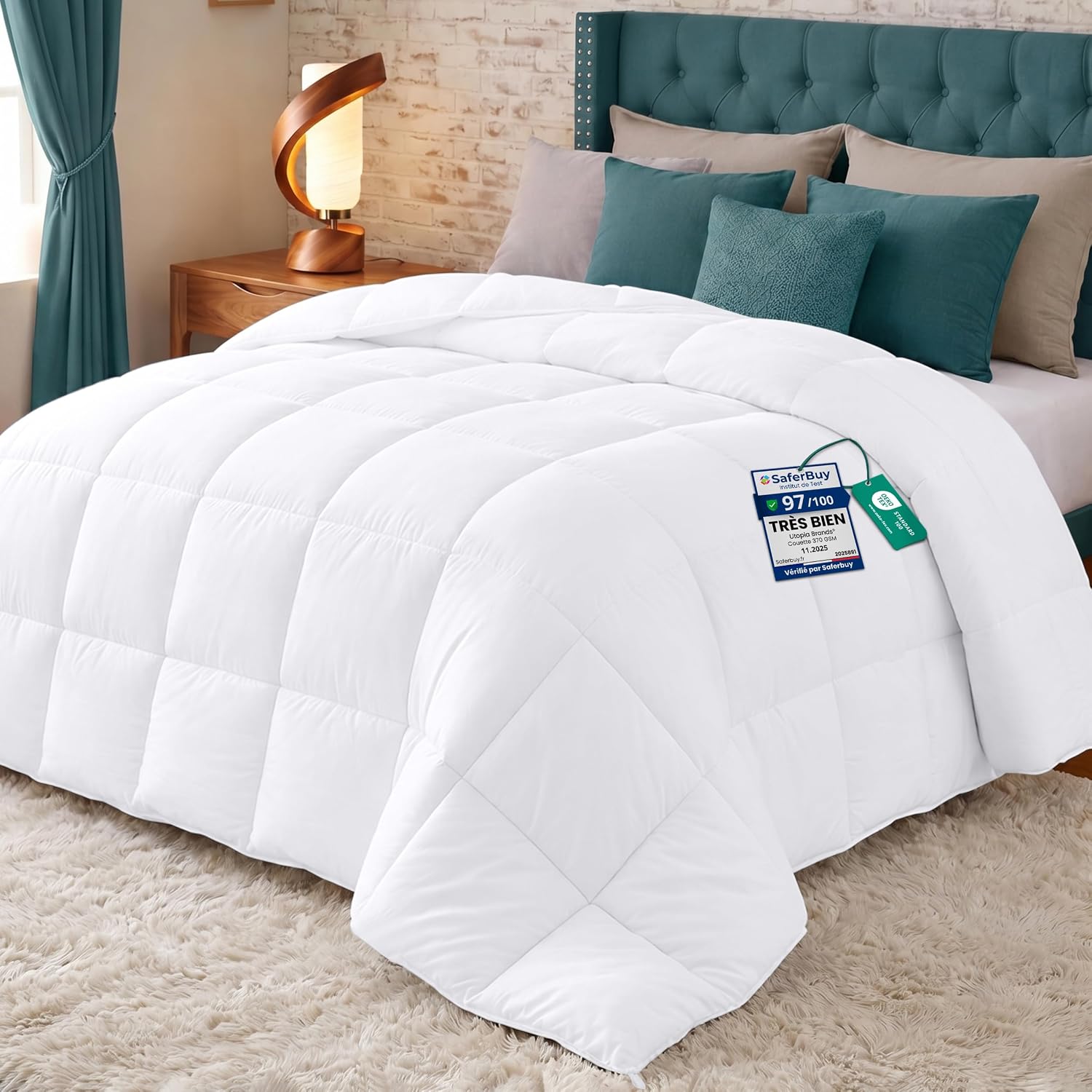 Utopia Bedding Dekbed 220 x 240 cm, All Season Dekbed 370 GSM Vulling, Ademende Slaapdeken, Quilt, Super Zacht Knuffelbaar (Wit)