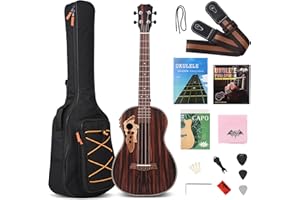 Batking Baritone Ukulele Electric, 30 Inch All Blackwood Acoustic Ukelele Kit with Truss Rod with EQ with Gig Bag,Strap,Nylon String,Electric Tuner,Pick,shaker