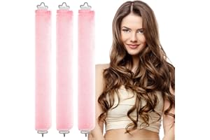 3 Stück Hitzefreie Lockenwickler, APLZGMG Heatless Curls Band, Lockenwickler Über Nacht mit Haken, Overnight Blowout Locken Ohne Hitze, Lockenwickler Heatless Curls für Alle Haartypen (Rosa)