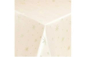 ‎DECOHOMETEXTIL HEIMTEXTILMANUFAKTUR Lurex Tischdecke Sterne Glitzer Weihnachten Christmas Gold Quadratisch 90 x 90 cm