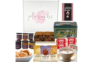 JOLAFUNBS Afternoon Tea Hamper Gift, 40 Afternoon English Tea Bags, 8x2 Border Biscuits 2x Lotus Biscoff Biscuit, Fruit Cake, Jam Portions &greeting Card, Christmas Hamper, Birthday Hampers For Women Food Gifts