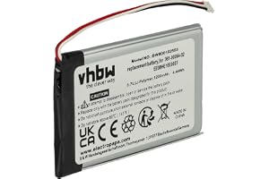 vhbw Li-polymerbatteri 1200 mAh (3,7 V) för navigering, GPS Garmin Nüvi 3700, 3750, 3760T, 3790, 3790T, 3790LMT som 361-00064-02, EE06HE10E0EF.