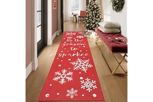 Homcomodar Tappeto Corridoio di Natale Lungo 65x240cm Tappeto Passatoia Cucina Antiscivolo Lavabile Tappeto Runner Moderni per Cucina Corridoio Camera Decorazione Natalizia