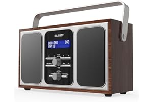 DAB radio portable | DAB+ radio Mains Powered, 15h Battery powered | Premium Wood and Steel | FM Radio, Dual Alarm Clock, & 20 Preset Stations | LED Display and Headphone Jack | MAJORITY Girton Walnut