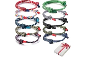 ZOOTING 10 Stück Geflochtene Armbänder Set für Mann Frau,Bunt Marine Seil Schnur Nautische Surf Armband für Männer Herren jungen,Handgemachtes Navy Seil String Armreif Einstellbar Armkettchen Geschenk