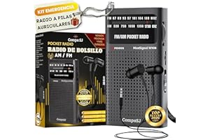 SUPER MAX Radio a Pilas Portátil Pequeña Am/FM Transistor Analógica de Bolsillo Fácil de Usar Señal Fuerte Kit Emergencia Entrada Auriculares Para Personas Mayores Familia Viajes AA Auriculares Regalo