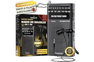 SUPER MAX Radio a Pilas Portátil Pequeña Am/FM Transistor Analógica de Bolsillo Fácil de Usar Señal Fuerte Kit Emergencia Entrada Auriculares Para Personas Mayores Familia Viajes AA Auriculares Regalo