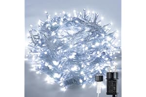 SINWE Guirnalda de luces LED para uso en interiores y exteriores, color blanco cálido, funciona con enchufe, ideal para Navidad, fiestas, bodas. (Blanco, 30M/300)