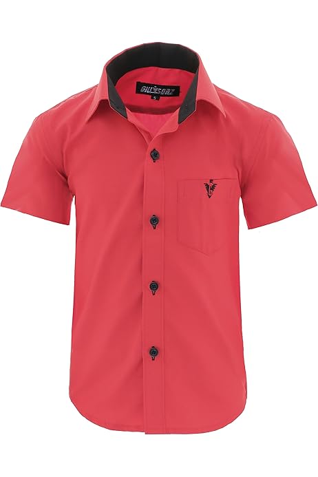 Camicia A Maniche Corte Bambino - Cotone Tinta Unita Con Tasche - Foto 2