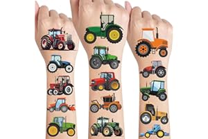 ‎SUNYOVIME Tattoos für Kinder,10 Blätter Traktor Kindertattoos Hautfreundlich Bauernhof Auto Tattoo Aufkleber Kinder,Mitgebsel Kindergeburtstag Gastgeschenke Party Deko Geburtstag Deko Jungen Spielzeug