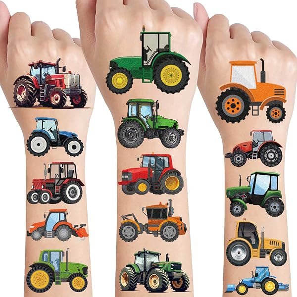 96 Stück LKW Tattoos Temporär - 8 Bögen Für Kindergeburtstag, Deko & Gastgeschenke