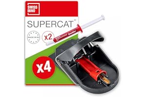 SWISSINNO Pułapka na Myszy PRO SuperCat z Wkładem Przynęty – Wielokrotnego Użytku – Skuteczne Łapanie z Możliwością Uzupełnienia – Do Domu i Biura - 4 Pułapki + 2 Zapasy