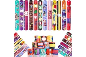 Seamart Slap Bracelets 24 PCS Slap Bracelets à Claquer pour l'anniversaire Anniversaire Enfant Parti Sac Remplisseurs Cadeau Party Favors pour Filles Garçons