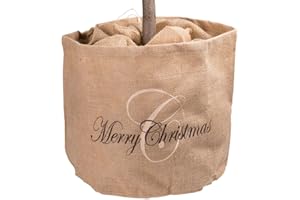 AFP Jute-Übertopf Merry Christmas Natur/beige, dekorativer Blickfang, schützt im Winter Kübelpflanzen vor Frost. Winterschutz Pflanzen / 2 Jutesäckchen gratis