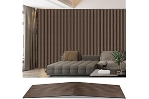 AKKPANE Acoustic Wall Panels 2400x600 mm(1.44m²) | Foldable Wood Slat Panels for Wall | Sound Absorption | Suitable for Living Room, Bedroom, Office (Black Walnut 11#)