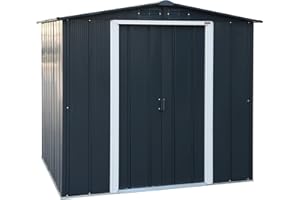 Duramax ECO 6 x 6 (3.33 m2) Metal Garden Storage Shed, Hot-Dipped Galvanized Metal Garden Shed, Tool Storage Shed, Strong Reinforced Roof Structure, Maintenance-Free Metal Shed, Anthracite
