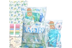 OKONKN 15 bustine corredino neonato ospedale (10 Grandi e 5 Piccole)-Sacchetti Cambio Neonato Ospedale Riutilizzabili per Asilo e Viaggi - Idea Regalo per Future Mamme (Dinosauro/Flamingo)