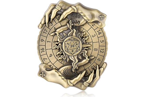 Spinner de Dés DND, Gyroscope du Bout des Doigts, Main Magique 7-en-1 Métallique DND Dés, RPG Roulette Dés Spinner, Cadeaux D&D avec Boîte Cadeau, Jeu de Rôle, Accessoires de Jeu de Société, Bronze