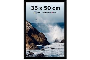 Photoframe4you - Ram 35x50 cm - Svart - Sprickskyddigt akrylglas - Minimalistisk väggmonterad MDF-ram för plakat, pussel, cer