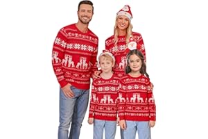 Migcaput Maglione Natalizio Donna Uomo Bambini Maglione di Natale Famiglia Girocollo Maglione a Maglia Christmas Inverno Renna Unisex Maglione Natalizio